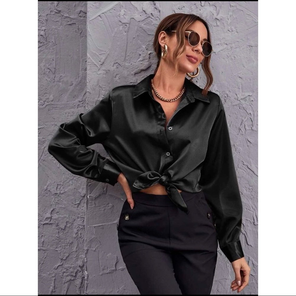 Black Satin Blouse